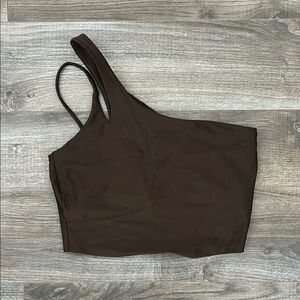 Old Navy Brown Asymmetrical Crop Tank Top